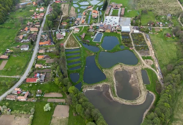 Una Vista Panoramica Aerea Del Villaggio Campu Cetatii Romania — Foto Stock