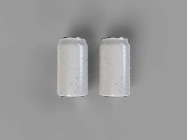 灰色の背景に隔離された湿式白いソーダ缶の3Dレンダリング — ストック写真