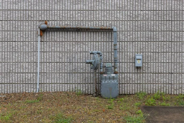 Une Vanne Gaz Extérieur Bâtiment — Photo