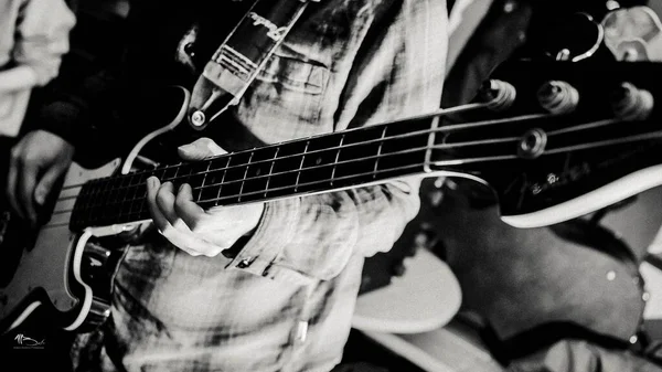 Gitar Çalan Kişinin Monokrom Görüntüsü — Stok fotoğraf