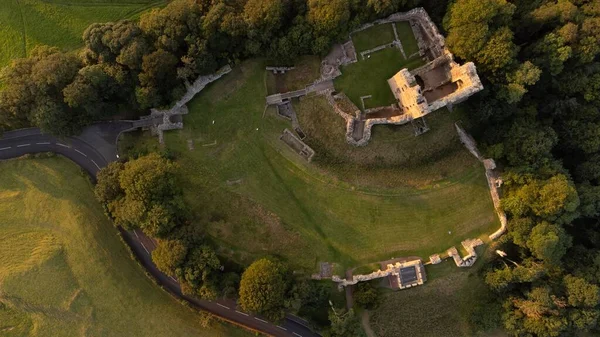 Una Vista Aérea Frontera Entre Inglaterra Escocia Ruinas Del Castillo —  Fotos de Stock