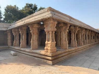 Lepakshi 'deki Veerabhadra tapınağının sütunları, Andhra Pradesh, Hindistan