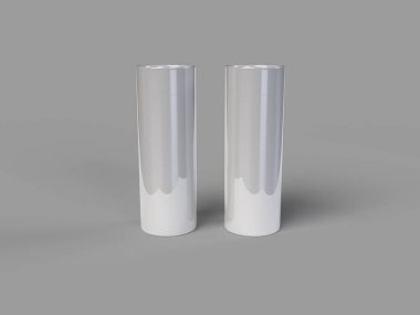 Gri arkaplanda beyaz bir taklacının 3B görüntülemesi