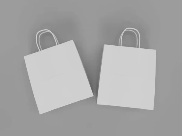 ソリッドな背景に白いショッピングバッグの3Dレンダリングイラスト — ストック写真