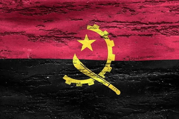 Festett Illusztráció Angola Zászló Falon Texturált Háttér — Stock Fotó