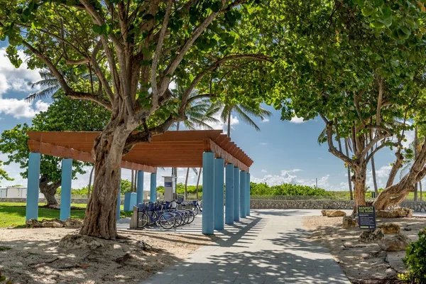 Estacionamento Bicicletas Sob Construção Madeira South Beach Miami Eua — Fotografia de Stock