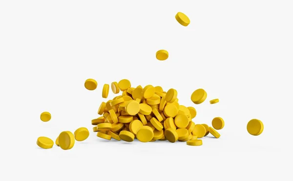 Rendering Yellow Plastic Pellets Isolated White Background — Stock Photo, Image