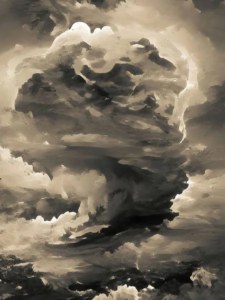 Dibujo Mal Tiempo Con Nubes — Foto de Stock