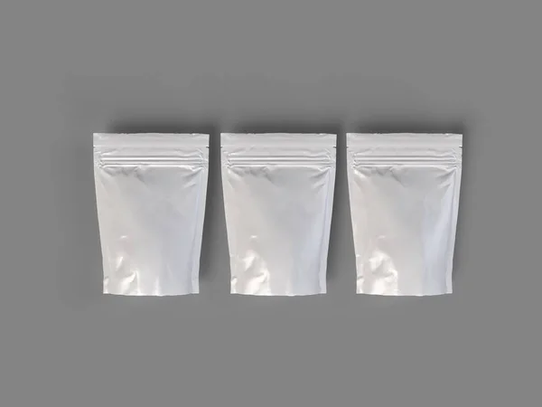 Рендеринг Белой Пустой Упаковки Изолированной Сером Фоне — стоковое фото