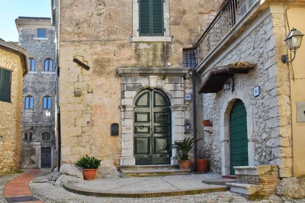Plantes Pot Entrée Une Ancienne Maison Dans Village Veroli Italie — Photo