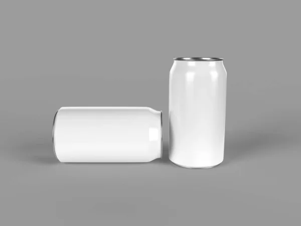 2本の白いソーダ缶のソリッドな背景の3Dレンダリング図 — ストック写真