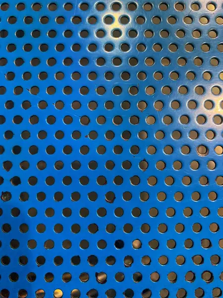 Vertical Shot Blue Iron Texture Holes — Stock Photo, Image