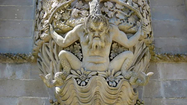 Pena Blis Sarayı Ndaki Taş Heykelin Yakın Çekimi — Stok fotoğraf
