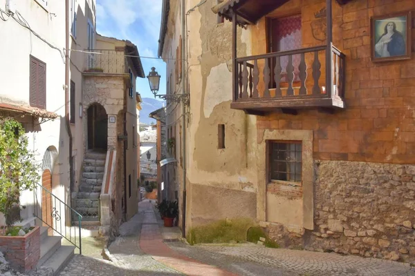 Belo Beco Com Edifícios Históricos Veroli Aldeia Região Lácio Itália — Fotografia de Stock