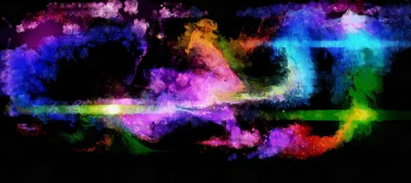 抽象的な絵画様式のデジタルパターン 銀河や星雲のための水彩明るいアクリル絵具空間の概念 — ストック写真