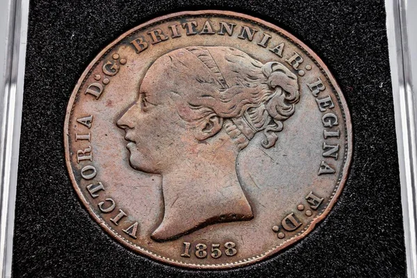 古い英国の銅のコインの写真 — ストック写真