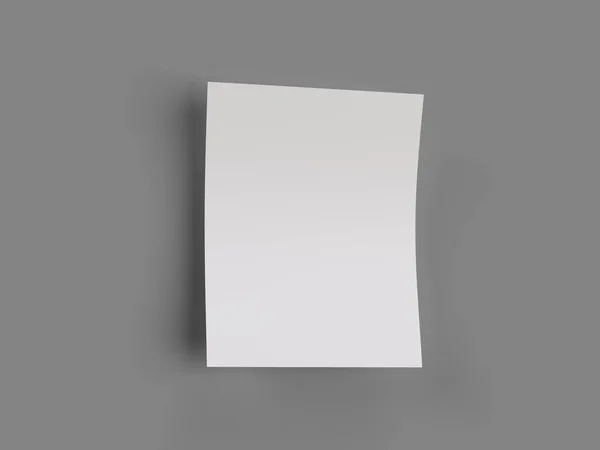 Рендеринг Одного Листа Бумаги Изолированного Сером Фоне — стоковое фото