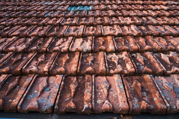 Number Grunge Aged Roof Tiles Old Building — Stock Photo, Image