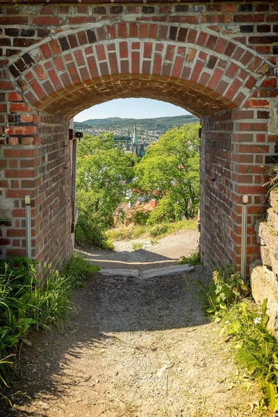 Vertical Shot Archway Made Bricks Kristiansten Fortress Trondheim Norway — Stock Photo, Image