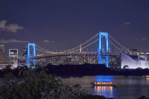 Der Faszinierende Blick Auf Die Regenbogenbrücke Bei Nacht Tokio Japan — Stockfoto