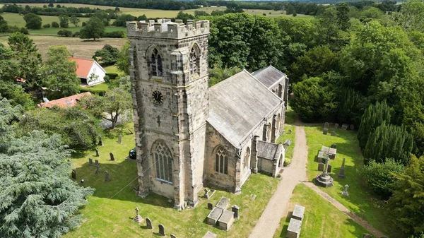 Nagy Látószögű Felvétel Andrews Templomról Baintonban Yorkshire Angliában — Stock Fotó