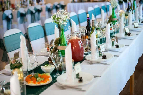 High Angle Shot Organized Wedding Venue Dinner Table — Stock Photo, Image