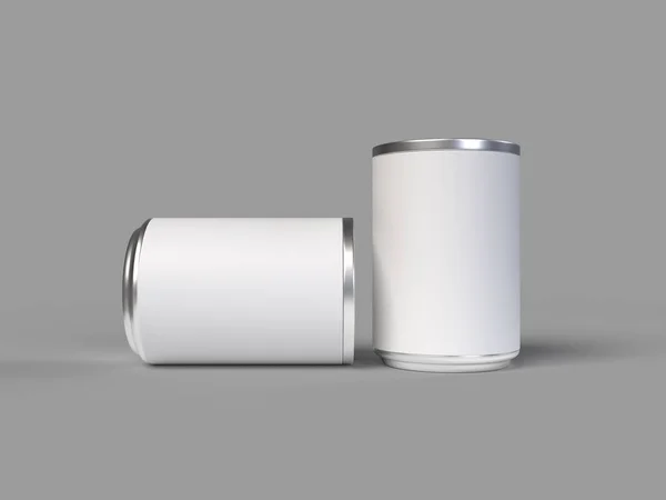 2本の白いソーダ缶のソリッドな背景の3Dレンダリング図 — ストック写真