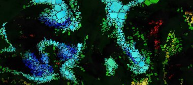 Dijital çizim mozaik fayanslar pürüzsüz akışkan hareketlerle uzay için çeşitli renkler ve kavramsal soyut