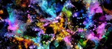 Soyut kozmik uzay ve yıldızların akrilik boyama tarzında akrilik akışkan deseni - parlak uzay sanatsal üçkağıdı