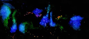 Soyut kozmik uzay ve yıldızların akrilik boyama tarzında akrilik akışkan deseni - parlak uzay sanatsal üçkağıdı