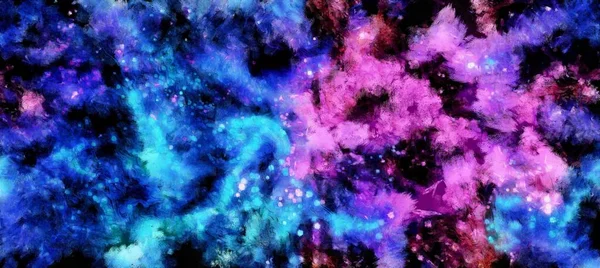 Абстрактний Космічний Простір Зірки Протікають Цифровий Рідинний Візерунок Акриловому Малярському — стокове фото