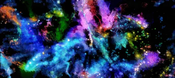 Soyut Kozmik Uzay Yıldızların Akrilik Boyama Tarzında Akrilik Akışkan Deseni — Stok fotoğraf