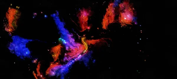 Soyut Kozmik Uzay Yıldızların Akrilik Boyama Tarzında Akrilik Akışkan Deseni — Stok fotoğraf