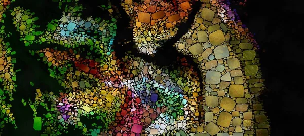 Digital Rendere Piastrelle Mosaico Pittorico Movimento Fluido Liscio Con Brillante — Foto Stock