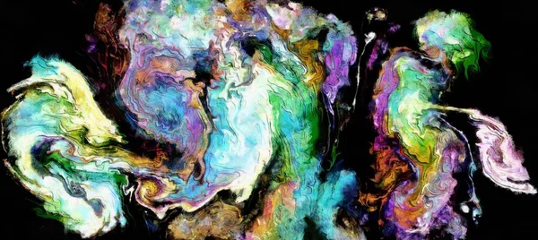 Flowing Digital Abstract Fluid Patterns Painterly Style Watercolor Bright Acrylic — Stock Photo, Image