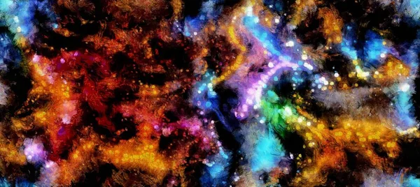 Spazio Cosmico Astratto Stelle Fluenti Modello Fluido Digitale Stile Acrilico — Foto Stock