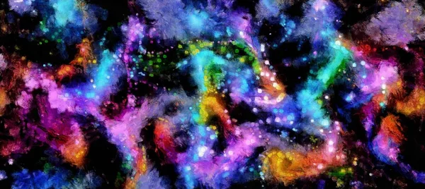 Abstract Kosmische Ruimte Sterren Stromend Digitaal Vloeistofpatroon Acryl Schilderachtige Stijl — Stockfoto