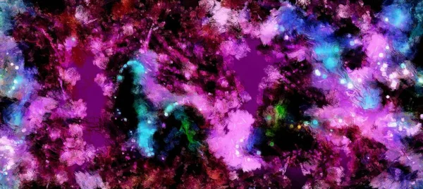 Abstract Cosmic Space Stars Flowing Digital Fluid Pattern Acrylic Painterly — Stock Photo, Image
