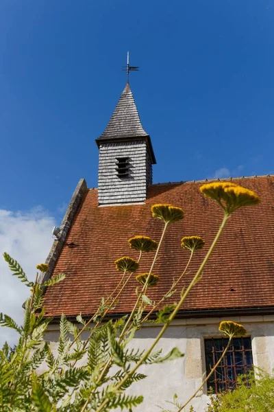 Tiro Vertical Uma Chapelle Saint Roch Contra Fundo Azul Céu — Fotografia de Stock