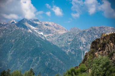 Dağlardaki manzara, Betaab Vadisi, Pahalgam, Jammu ve Kashmir, Hindistan.