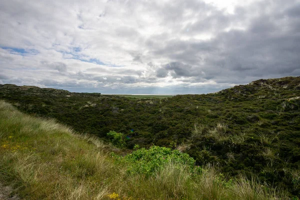 Una Vista Campos Hierba Cielo Nublado — Foto de Stock