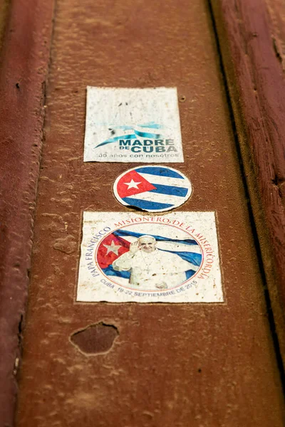 Primo Piano Segni Una Porta Del Centro Habana Ricordando Visita — Foto Stock