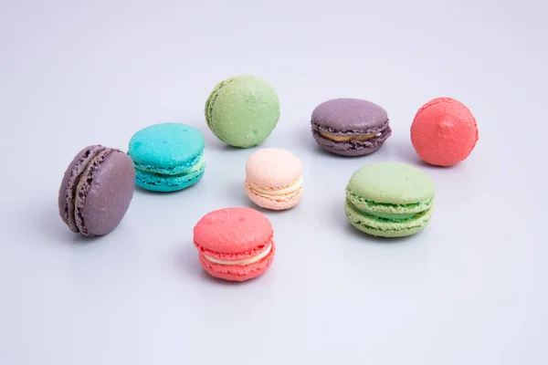 View Colorful Macaroons Isolated White Background — Stock Photo, Image