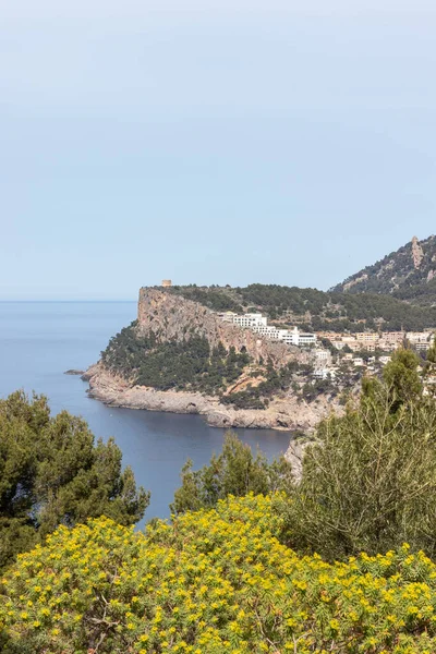 Ett Vertikalt Foto Faro Creu Port Soller Mallorca Spanien — Stockfoto