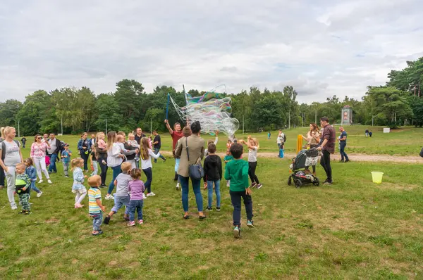 Detailní Záběr Stan Skákací Hrad Festivalu Mýdlové Bubliny — Stock fotografie