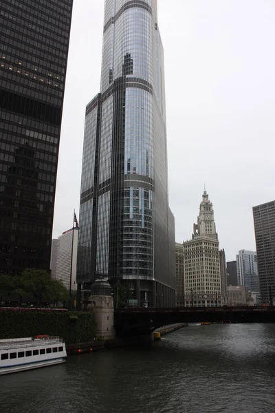 Plano Vertical Edificios Modernos Centro Chicago — Foto de Stock