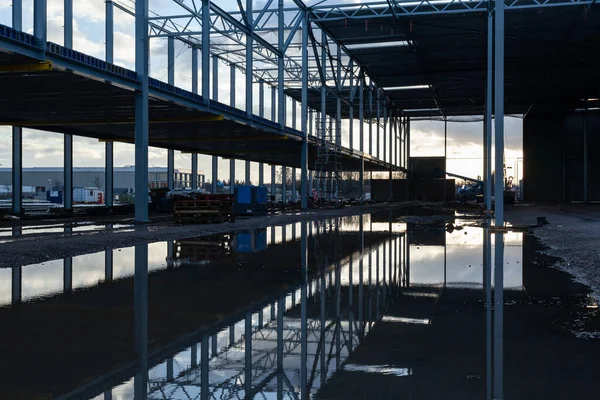 Luftaufnahme Einer Baustelle Einer Lagerhalle — Stockfoto