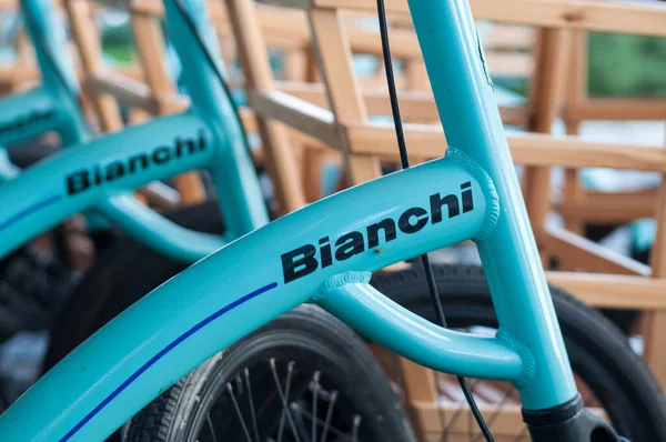 Bianchi Bicycles Parked Sidewalk Bologna Italy — Stock Photo, Image