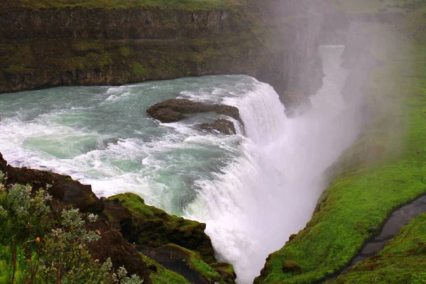 Gullfoss Vízesés Nyáron Izland — Stock Fotó
