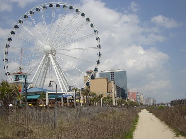View Ferris Wheel Hotels Beach Path Myrtle Beach South Carolina — Foto de Stock
